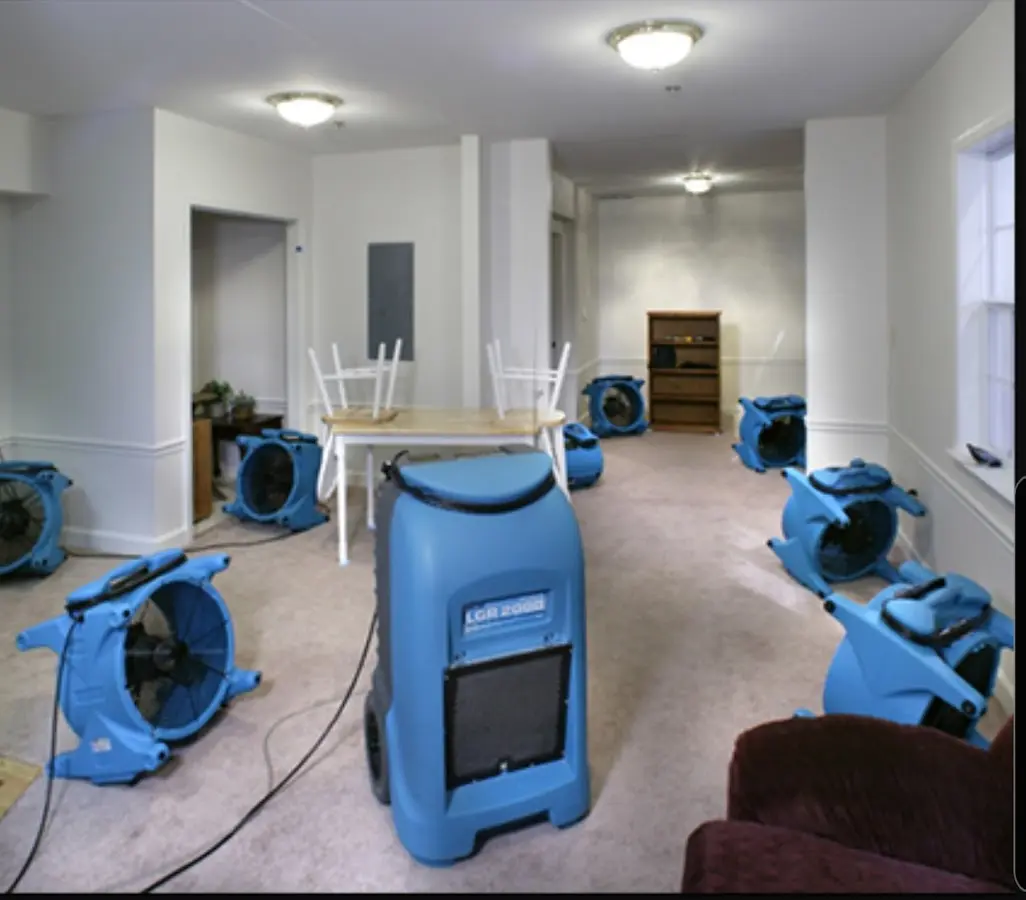 Air movers and dehumidifier setup for Water Extraction & Removal in Lubbock